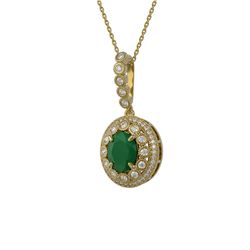 4.67 ctw Certified Emerald & Diamond Victorian Necklace 14K Yellow Gold