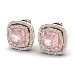 3.95 ctw Morganite & Micro Pave VS/SI Diamond Earrings 14k Rose Gold