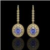 Image 1 : 9.47 ctw Tanzanite & Diamond Victorian Earrings 14K Yellow Gold