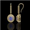 Image 2 : 9.47 ctw Tanzanite & Diamond Victorian Earrings 14K Yellow Gold