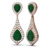 Image 2 : 13.6 ctw Emerald & Diamond Earrings 18K Rose Gold