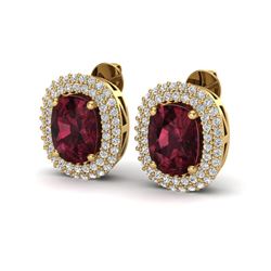 5.20 ctw Garnet & Micro Pave VS/SI Diamond Earrings 10k Yellow Gold