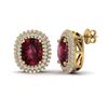 Image 2 : 5.20 ctw Garnet & Micro Pave VS/SI Diamond Earrings 10k Yellow Gold