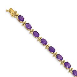 14k Yellow Gold Amethyst Bracelet - 7 in.