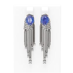 9.49 ctw Tanzanite & Diamond Earrings 18K White Gold
