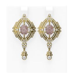 10.64 ctw Morganite & Diamond Earrings 18K Yellow Gold