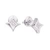 Image 1 : 14kt White Gold Princess Diamond Cluster Square Kite Earrings 1/6 Cttw