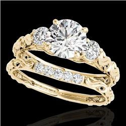 1.35 ctw Certified Diamond 3 Stone Ring 10k Yellow Gold