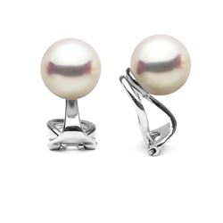 White Hanadama Japanese Akoya Pearl Clip-On Earrings