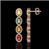 Image 2 : 6.09 ctw Multi Color Sapphire & Diamond Micro Pave Earrings 10k Rose Gold