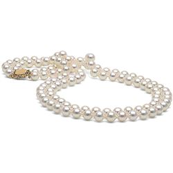 White Akoya Double Strand Pearl Necklace, 7.0-7.5mm