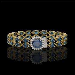 17.87 ctw London Topaz & Diamond Bracelet 14K Yellow Gold