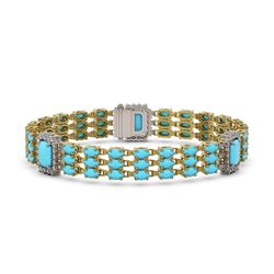 20.55 ctw Turquoise & Diamond Bracelet 14K Yellow Gold