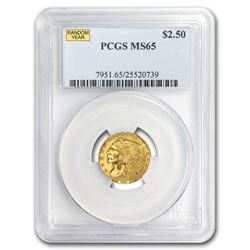 $2.50 Indian Gold Quarter Eagle MS-65 NGC/PCGS