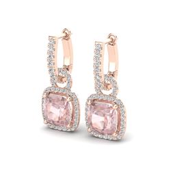 5.50 ctw Morganite & Micro Pave VS/SI Diamond Earrings 14k Rose Gold