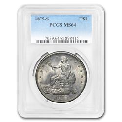 1875-S Trade Dollar MS-64 PCGS