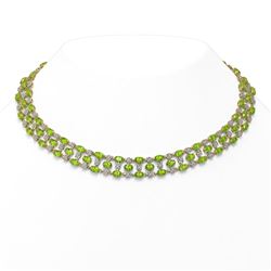37.97 ctw Peridot & Diamond Necklace 10K Yellow Gold