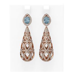 6.8 ctw Aquamarine & Diamond Earrings 18K Rose Gold