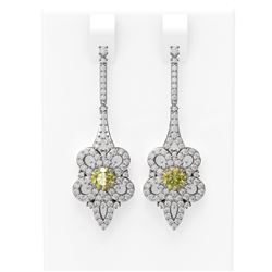 2.74 ctw Fancy Yellow Diamond Earrings 18K White Gold