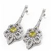 Image 3 : 2.74 ctw Fancy Yellow Diamond Earrings 18K White Gold