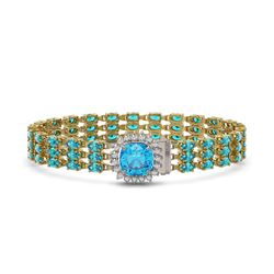 29.89 ctw Swiss Topaz & Diamond Bracelet 14K Yellow Gold