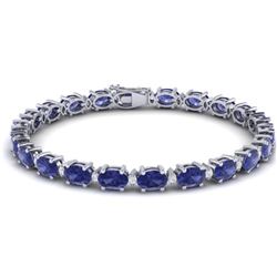 19.7 ctw Tanzanite & VS/SI Diamond Eternity Bracelet 10k White Gold