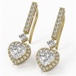 2.4 ctw Heart Diamond Designer Earrings 18K Yellow Gold