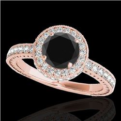 1.51 ctw Certified VS Black Diamond Solitaire Halo Ring 10k Rose Gold