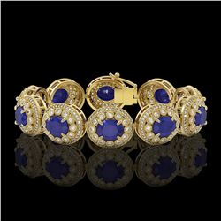 49.17 ctw Sapphire & Diamond Victorian Bracelet 14K Yellow Gold