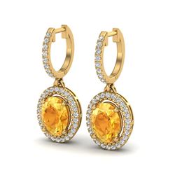 3.50 ctw Citrine & Micro Pave VS/SI Diamond Earrings 18k Yellow Gold