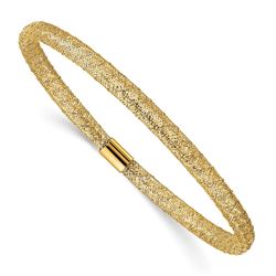 14k Yellow Gold Textured Stretch Mesh Bracelet