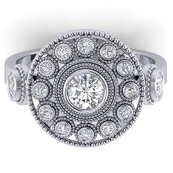 0.85 ctw VS/SI Diamond Art Deco 3 Stone Ring 14k White Gold