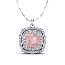 1.97 ctw Morganite & Micro VS/SI Diamond Necklace 18k White Gold