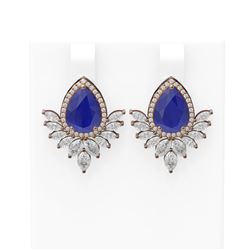 11.14 ctw Sapphire & Diamond Earrings 18K Rose Gold