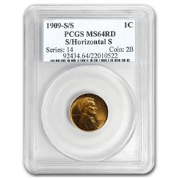 1909-S/Horizontal S Lincoln Cent MS-64 PCGS (Red)