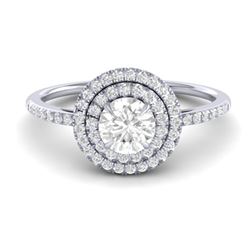 1 ctw Micro Pave VS/SI Diamond Solitaire Ring Halo 18k White Gold