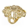 Image 1 : 3.23 ctw Diamond & Pearl Ring 18K Yellow Gold