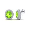 Image 2 : 9 ctw Peridot & Micro Pave VS/SI Diamond Earrings 18k White Gold
