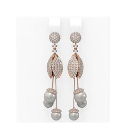 3.75 ctw Diamond Pearl & Earrings 18K Rose Gold