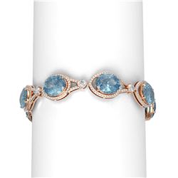 45.15 ctw Blue Topaz & Diamond Bracelet 18K Rose Gold