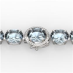 60 ctw Aquamarine & Micro VS/SI Diamond Bracelet 14k White Gold