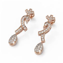 1.66 ctw Diamond Designer Earrings 18K Rose Gold