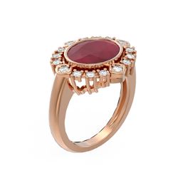 4.54 ctw Ruby & Diamond Ring 18K Rose Gold