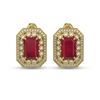Image 1 : 13.75 ctw Certified Ruby & Diamond Victorian Earrings 14K Yellow Gold