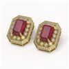 Image 2 : 13.75 ctw Certified Ruby & Diamond Victorian Earrings 14K Yellow Gold