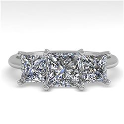 2.0 ctw Princess VS/SI Diamond 3 Stone Designer Ring 14k White Gold