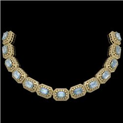 49.14 ctw Aquamarine & Diamond Victorian Bracelet 14K Yellow Gold