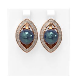 1.61 ctw Diamond & Pearl Earrings 18K Rose Gold