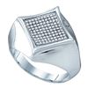 Image 1 : Sterling Silver Mens Round Diamond Concave Cluster Ring 1/3 Cttw