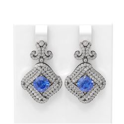 7.61 ctw Tanzanite & Diamond Earrings 18K White Gold